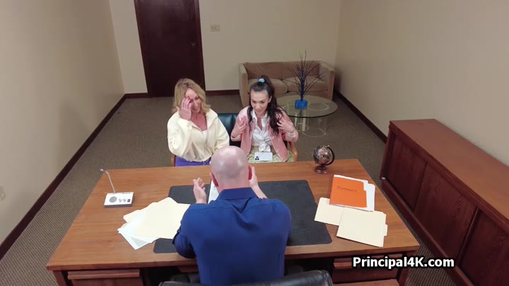 Cock sharing on head teachers desk