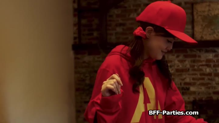 Besties spreading wide for candies in foursome