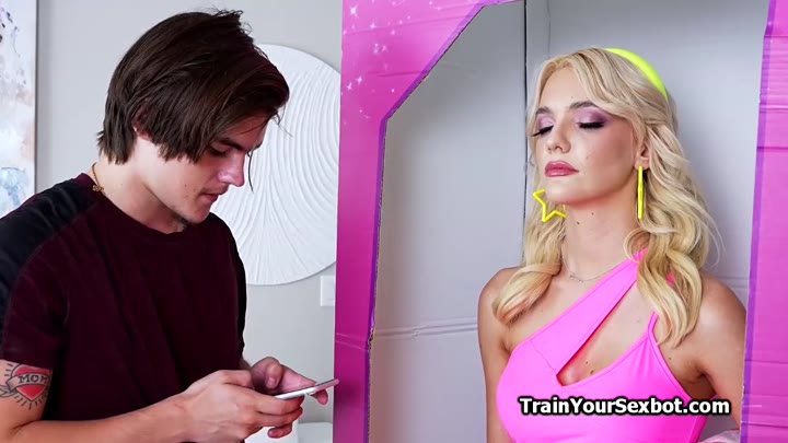 Busty beach gynoid milks new owner