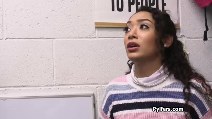 Deep throating Latina thief gets fucked