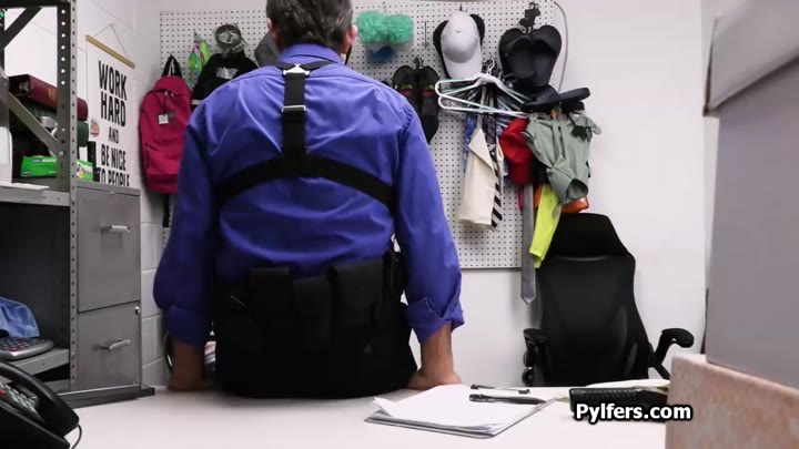 Throat fucking curly Latina for stealing porn DVDs